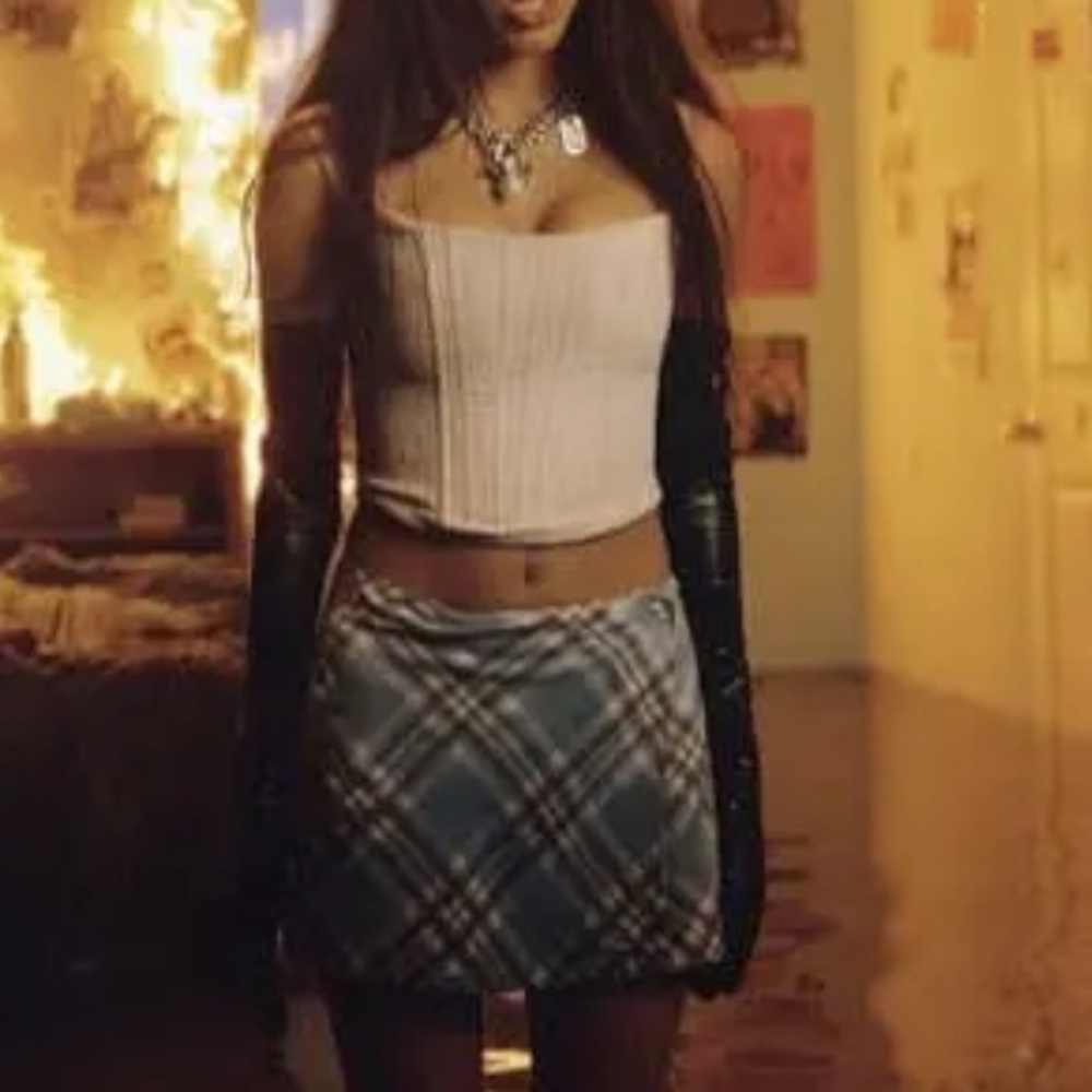 UNIF Blue and White plaid Mini Skirt